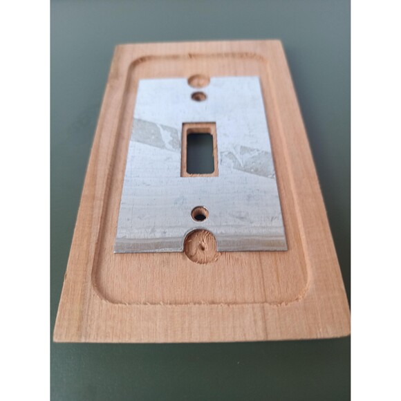 Raw Wood Single Light Switch Cover Plate Metal Reinforcement Old New Stock - Picture 3 of 10